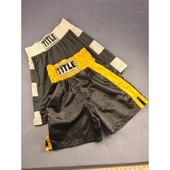 Title Boxing Shirts - Set of 2, Blk/Yellow Satin Blk/Wht Polyester, Men's Small - Picture 1 of 14